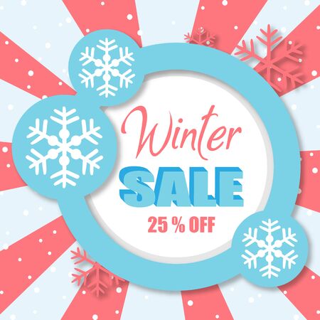 Winter sale 25% off blue circle vector imageのイラスト素材