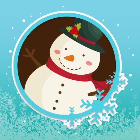 Winter Circle Snowman Badge Snowflake Illustrationのイラスト素材