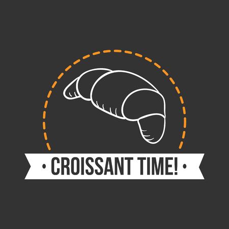 Bakery Croissant Time logo design in dark background illustration.のイラスト素材