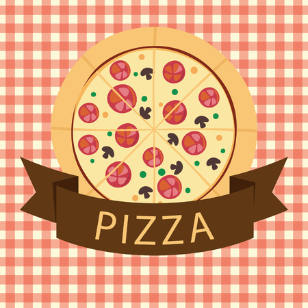 Light Brown Pizza Ribbon Logo Vectorのイラスト素材