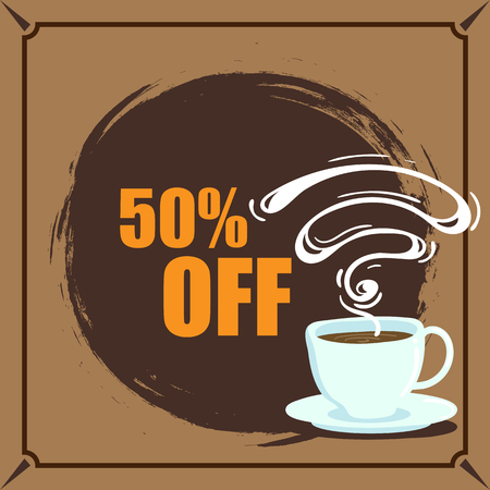Banner Coffee 50% Off Vector Imageのイラスト素材