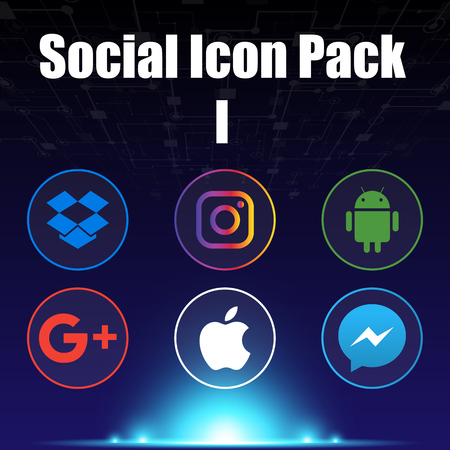 Social Icon Pack One Blue Background Vector Imageのイラスト素材