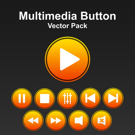 Multimedia Button Pack Vector Imageのイラスト素材