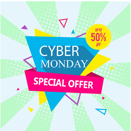 Banner Cyber Monday Special Offer Up To 50% Off Vector Imageのイラスト素材