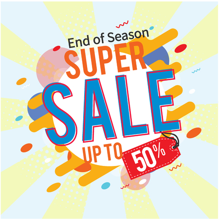 Banner End Of Season Super Sale Up To 50% Vector Imageのイラスト素材