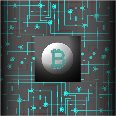 Green Network connection Bitcoin Cryptocurrency Vector Imageのイラスト素材