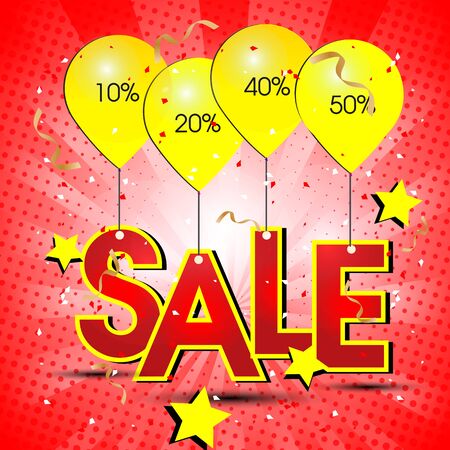 Sale Balloon Red Background Vector Imageのイラスト素材
