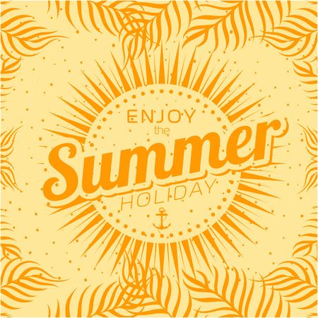 Enjoy The Summer Holiday Sunshine Orange Background Vector Imageのイラスト素材
