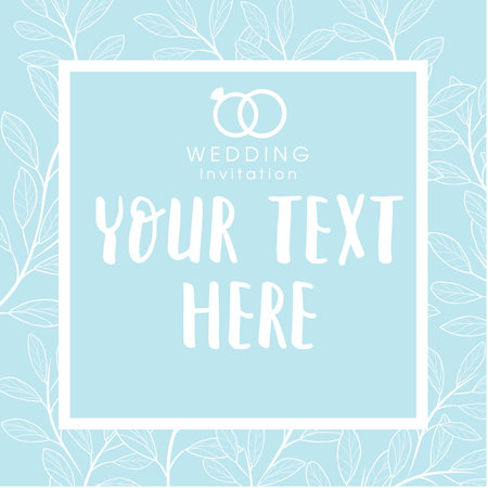 Wedding Invitation White Frame Retro Blue Background Vector Imageのイラスト素材