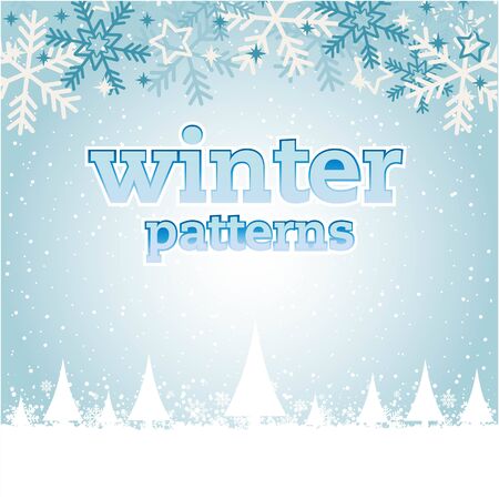 Winter Patterns Pine Snowflake Blue Background Vector Imageのイラスト素材