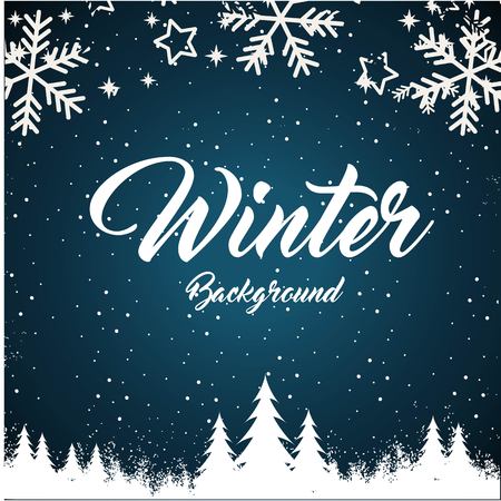 Winter Background Snowflake Pine Blue Background Vector Imageのイラスト素材