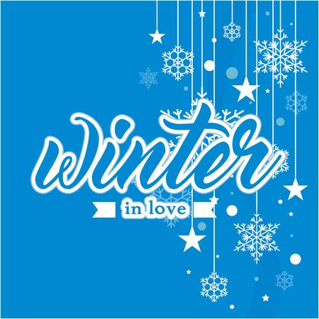 Winter In Love Snowflake Star Blue Background Vector Imageのイラスト素材