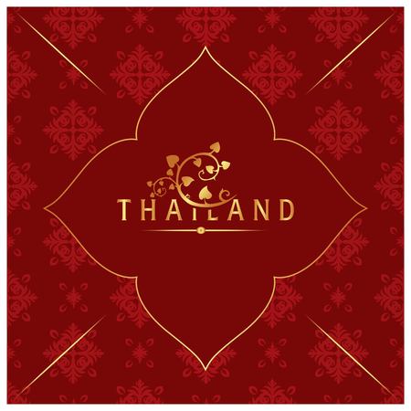 Thailand Bodhi leaves, Thai design red background vector image.のイラスト素材