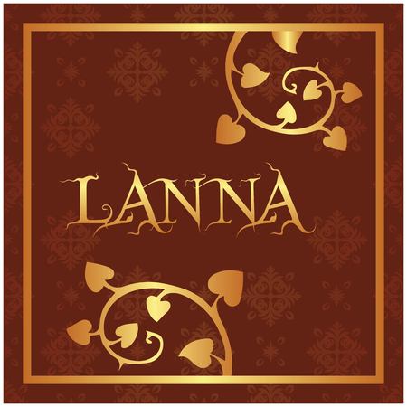 Lanna Bodhi Leaves Thai design Red Background Vector Imageのイラスト素材