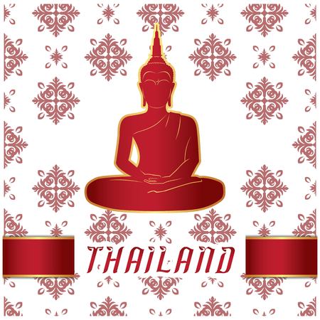 Thailand Buddha Statue Thai design White Background Vector Imageのイラスト素材