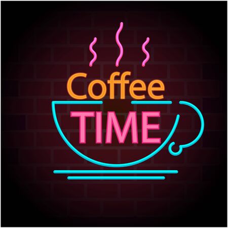 Coffee Time Coffee Cup Black Background Vector Imageのイラスト素材