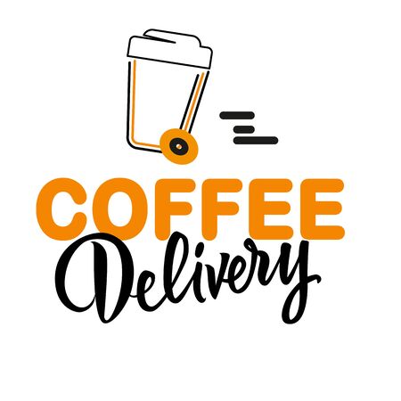 Coffee Delivery Coffee Cup Wheel Background Vector Imageのイラスト素材