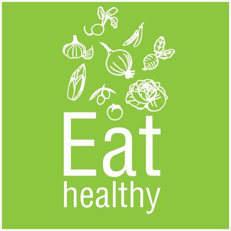 Eat Healthy Vegetable Green Background Vector Imageのイラスト素材