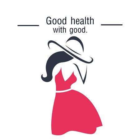 Good Health With good woman in pink dress background. Vector image illustration.のイラスト素材
