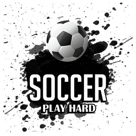 Soccer Play Hard in black paint splattered backgroundのイラスト素材