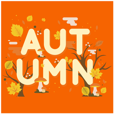 Autumn Maple Leaf Tree Orange Background Vector Imageのイラスト素材