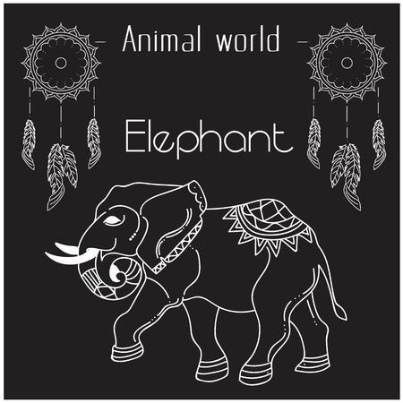 Animal World Elephant, Thai Elephant Style Vector Imageのイラスト素材