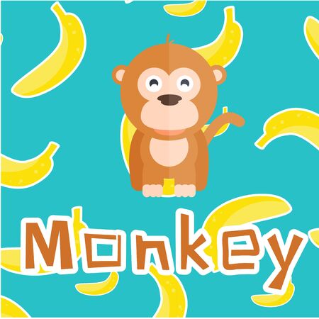 Animal Monkey Cartoon  Background Vector Imageのイラスト素材