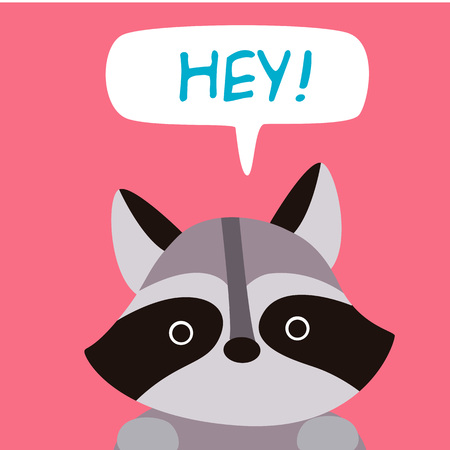 Animal Raccoon Cartoon  Saying Hey Background Vector Imageのイラスト素材