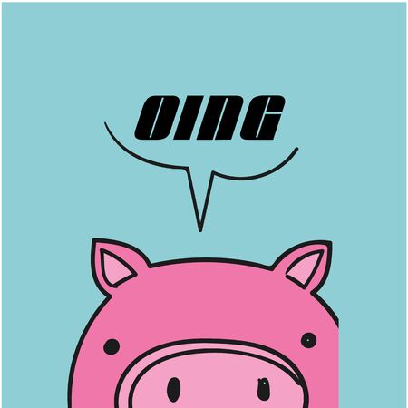 Animal Pig Cartoon  Saying OMG Background Vector Imageのイラスト素材