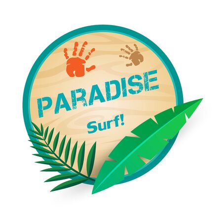 Paradise Surf Leaves Circle Background Vector Imageのイラスト素材