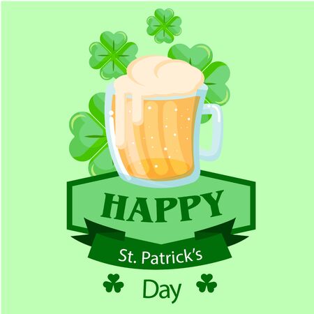St.Patrick's day Mug Clover Leaves Background Vector Imageのイラスト素材