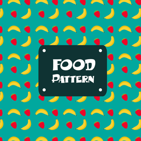 Food Pattern. Banana and Strawberry Background Vector Imageのイラスト素材