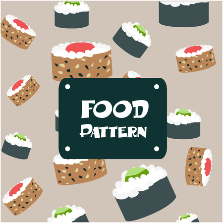 Food Pattern. Sushi Rolls Background Vector Imageのイラスト素材