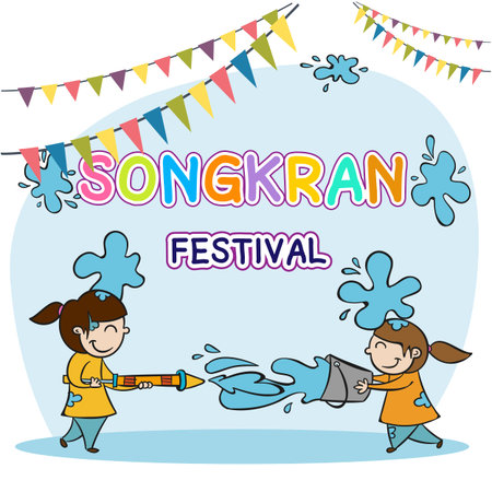 Songkran Festival greeting card template designのイラスト素材