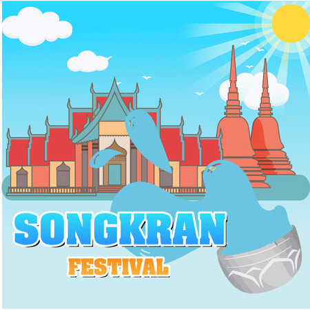 Songkran Festival greeting card template designのイラスト素材