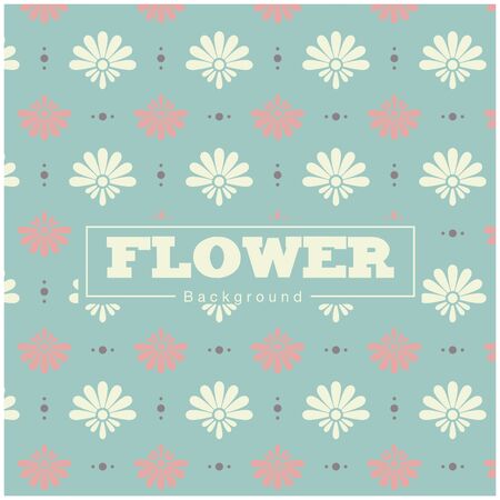 White And Pink Flower with Blue Background Pattern Vector Imageのイラスト素材