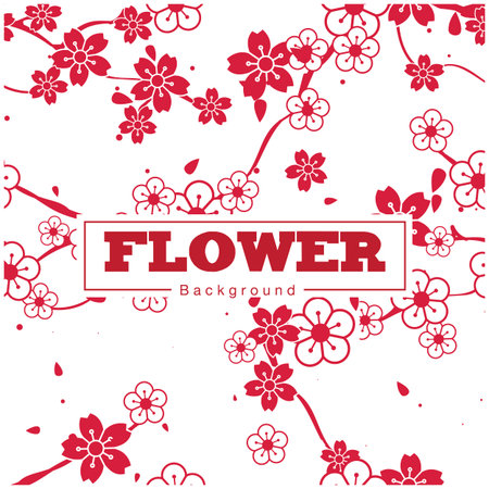 Flower white and red sakura pattern background vector image.のイラスト素材