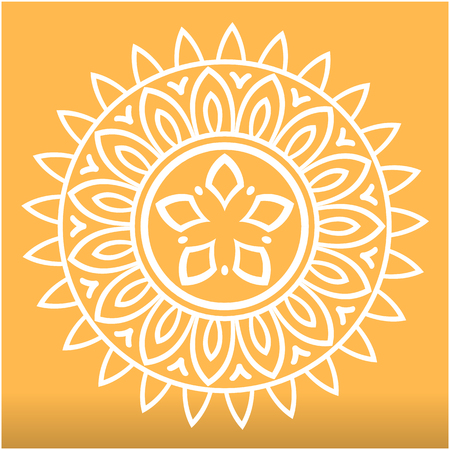White Abstract Mandala Orange Background Vector Imageのイラスト素材