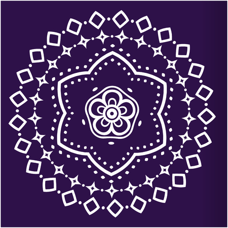 White Lotus Mandala Blue Background Vector Imageのイラスト素材