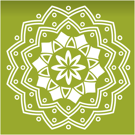 White Flower Mandala Green Background Vector Imageのイラスト素材