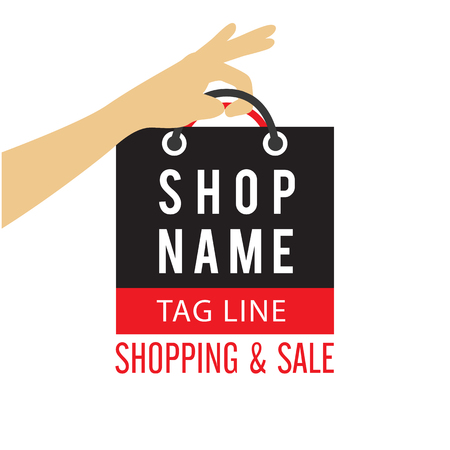 Shopping and sale hand hold bag background vector image.のイラスト素材