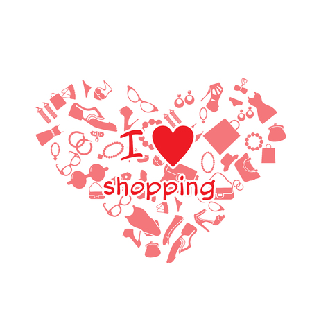 I love shopping product heart frame background vector image.のイラスト素材