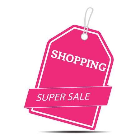 Shopping Super Sale Pink Tag Image with shadowのイラスト素材