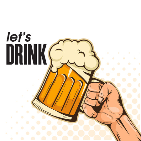 Let's Drink Beer poster  Vector Imageのイラスト素材