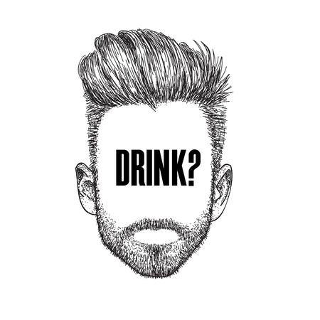 Drink Man Thinking poster  Vector Imageのイラスト素材