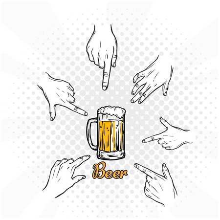 Hands Select Beer poster Vector Imageのイラスト素材
