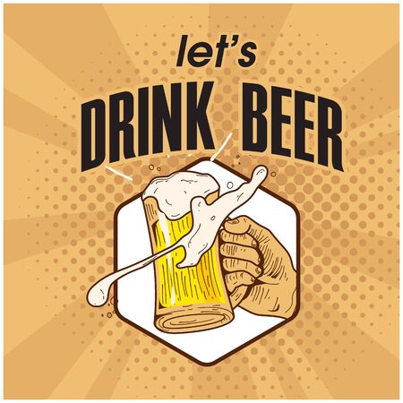 Let's Drink Beer poster Vector Imageのイラスト素材