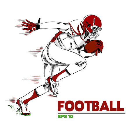 Football with American Football Player Background Vector Imageのイラスト素材