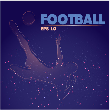Football Text with Modern Soccer Player with Over Head Kick Background Vector Imageのイラスト素材