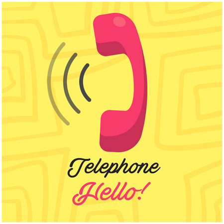 Telephone Hello Phone Receiver Yellow Background Vector Imageのイラスト素材
